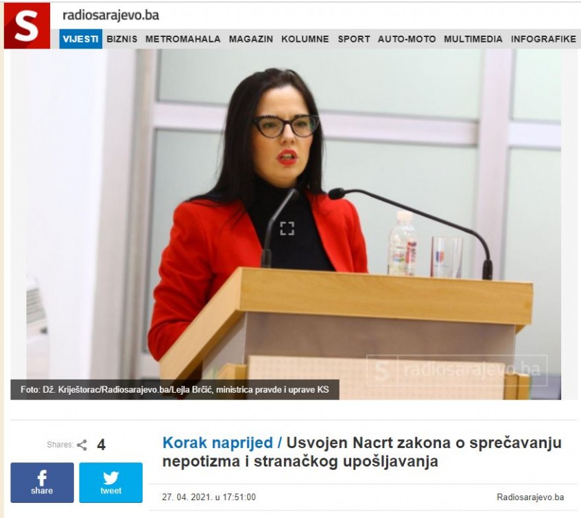 Sprječavanje nepotizma u KS i TK