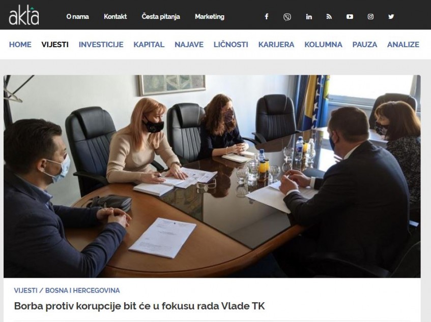 Borba protiv korupcije u fokusu rada Vlade TK