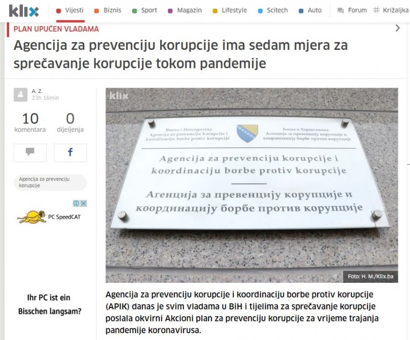 Agencija za prevenciju korupcije ima sedam mjera za sprečavanje korupcije tokom pandemije