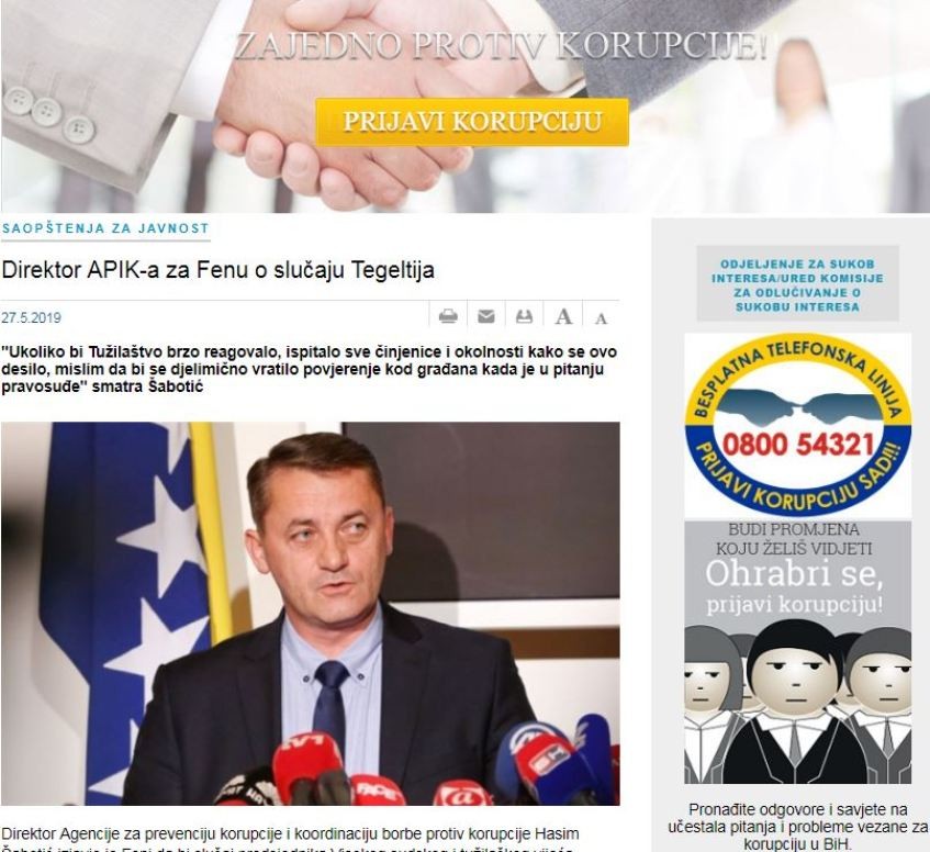 Šabotić: Slučaj predsjednika VSTV-a treba istražiti Tužilaštvo BiH