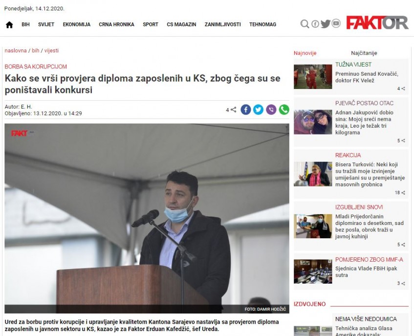 Kako se vrši provjera diploma zaposlenih u KS