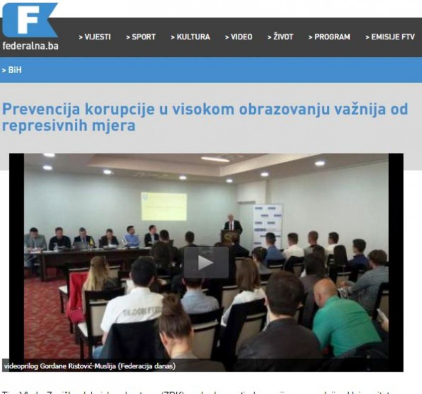 Prevencija korupcije u visokom obrazovanju važnija od represivnih mjera