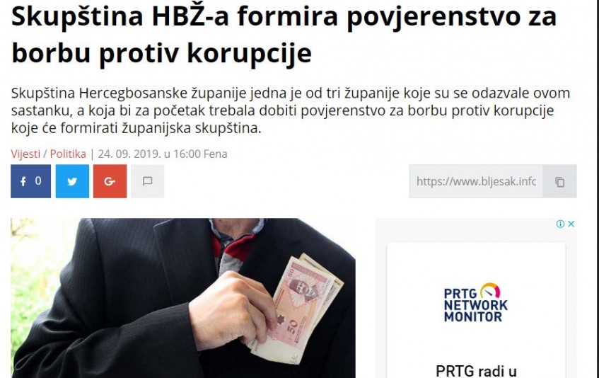Skupština HBŽ formira povjerenstvo za borbu protiv korupcije