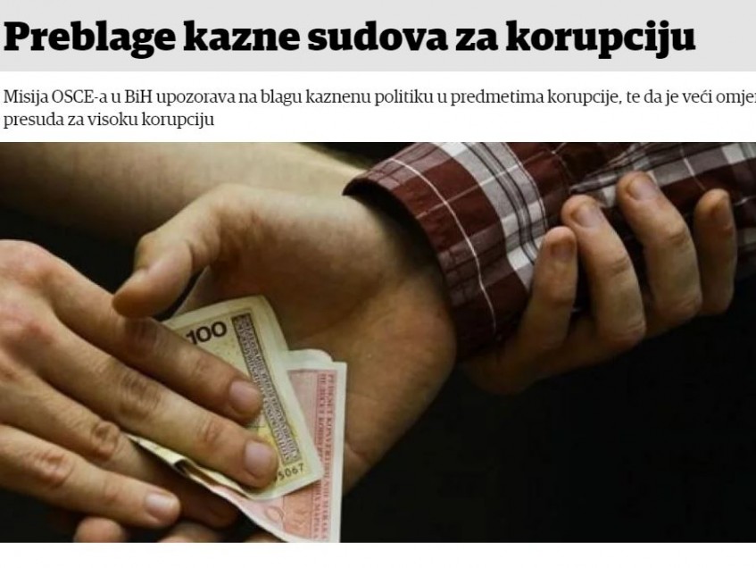 Preblage kazne sudova za korupciju