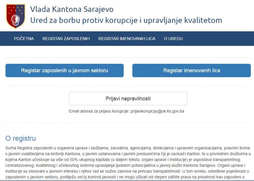 Dostupan registar funkcionera i zaposlenih u javnom sektoru u KS