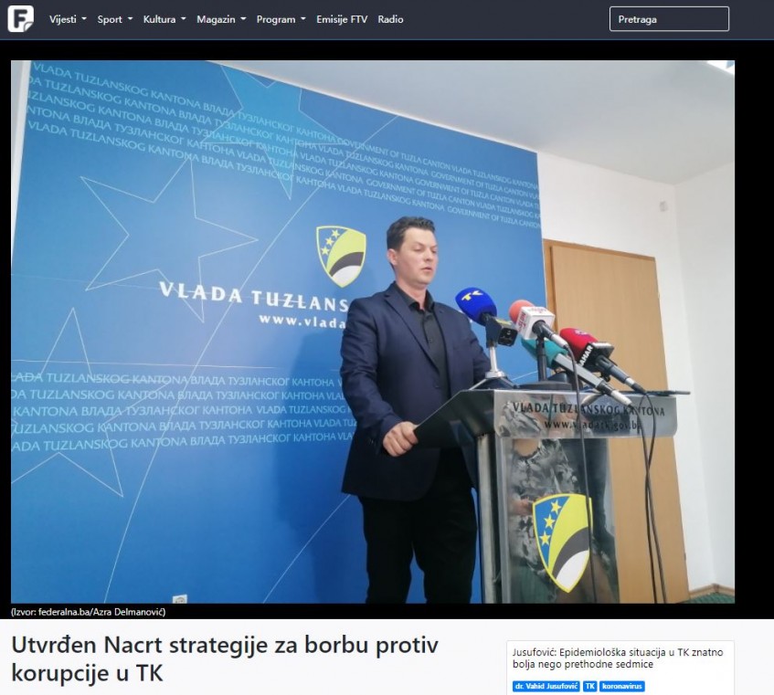 Utvrđen Nacrt strategije za borbu protiv korupcije u TK
