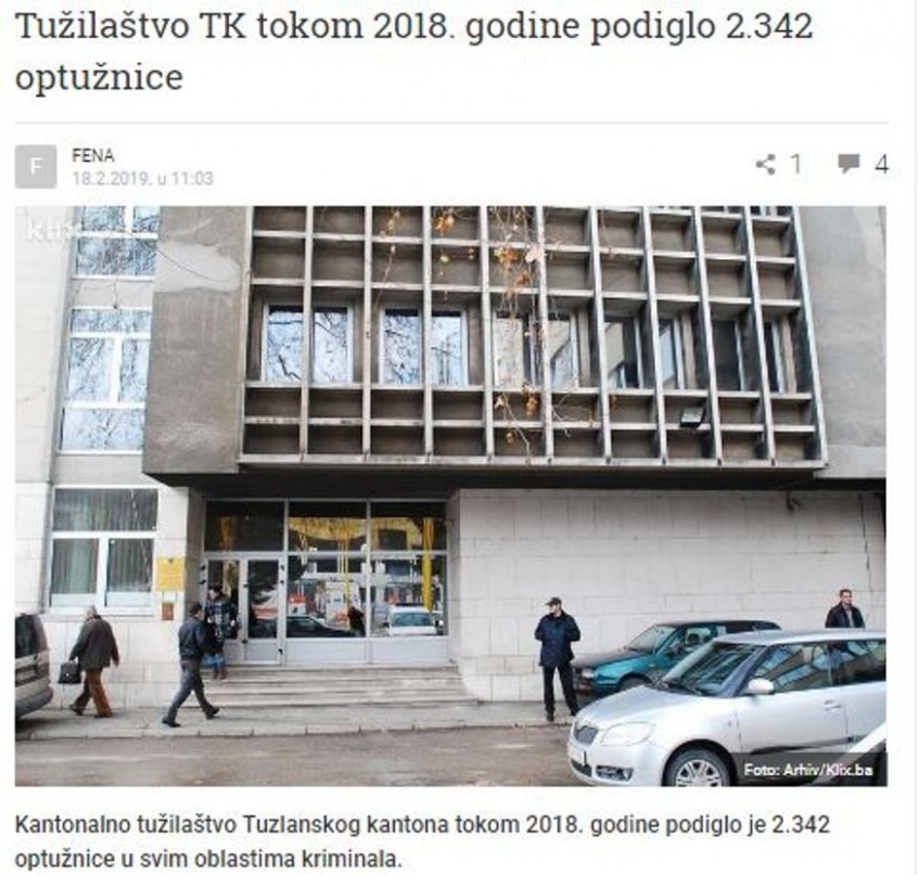 Tužilaštvo TK tokom 2018. godine podiglo 2.342 optužnice