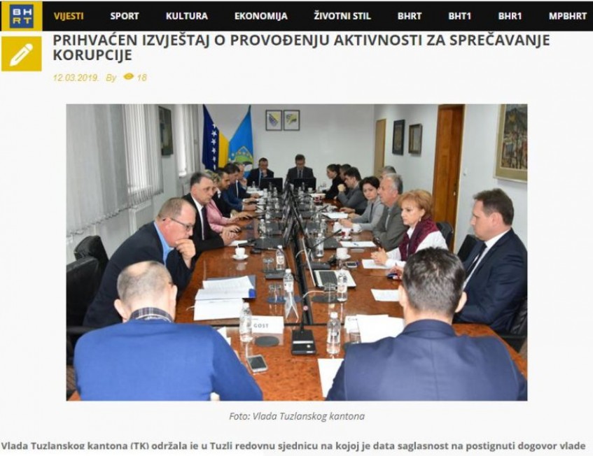 Prihvaćen Izvještaj o provođenju aktivnosti za sprečavanje korupcije