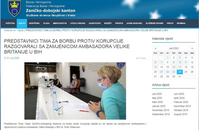 Predstavnici Tima Vlade ZDK za borbu protiv korupcije sa zamjenicom ambasadora Velike Britanije