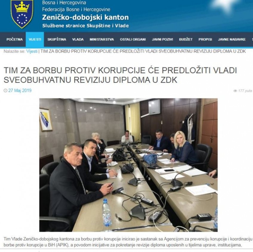 Revizija diploma zaposlenika u javnim institucijama u ZDK